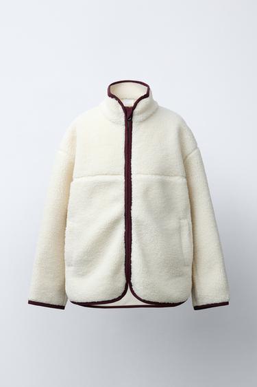 Zara FAUX SHEARLING JACKET WITH WELT POCKETS - Ecru