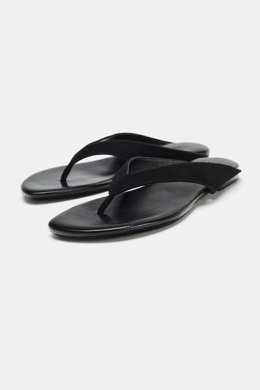 FLAT LEATHER SANDALS - Black by Zara - Image 3