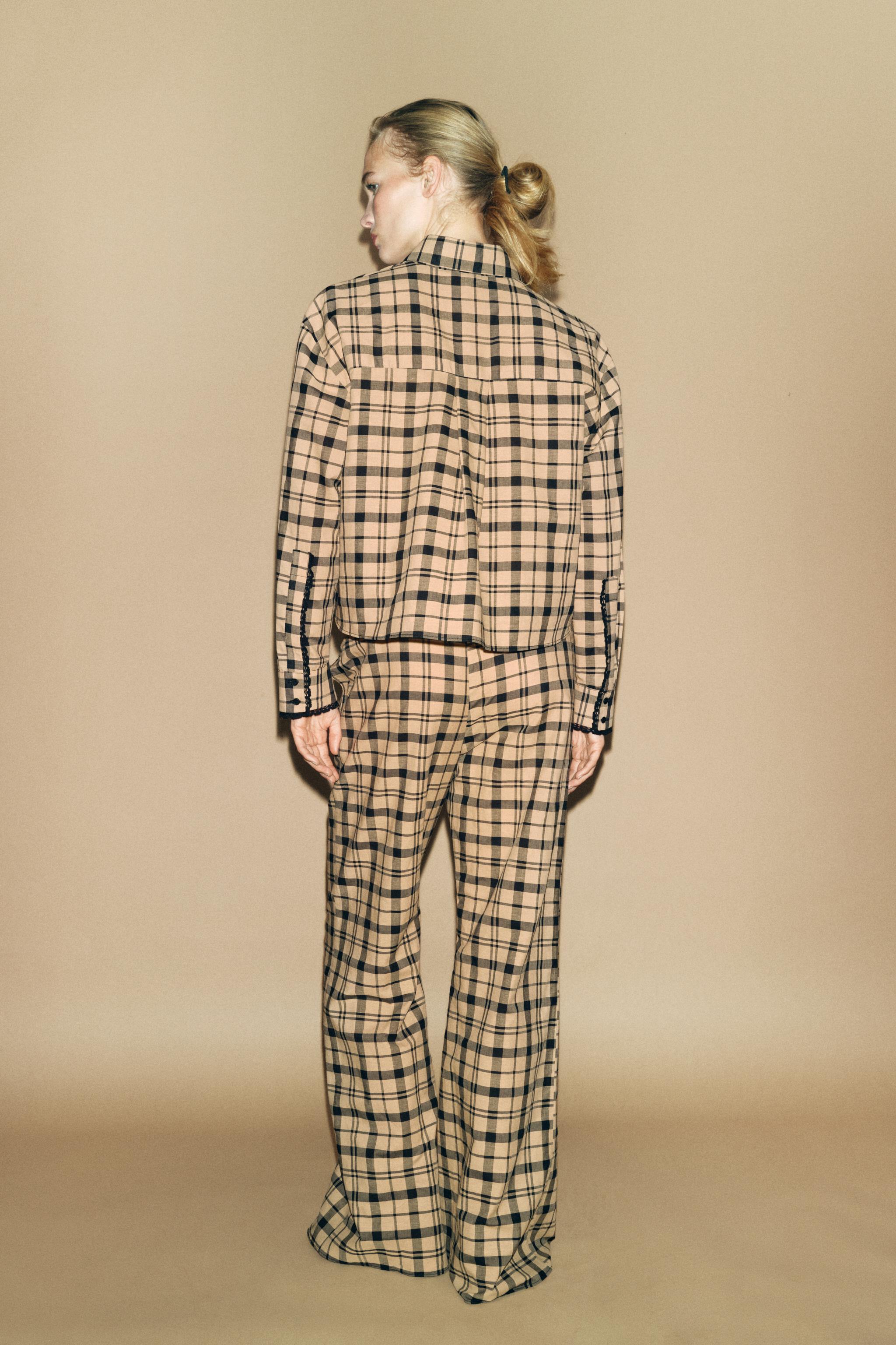 CHECKERED PAJAMA PANTS - Leather | ZARA United States