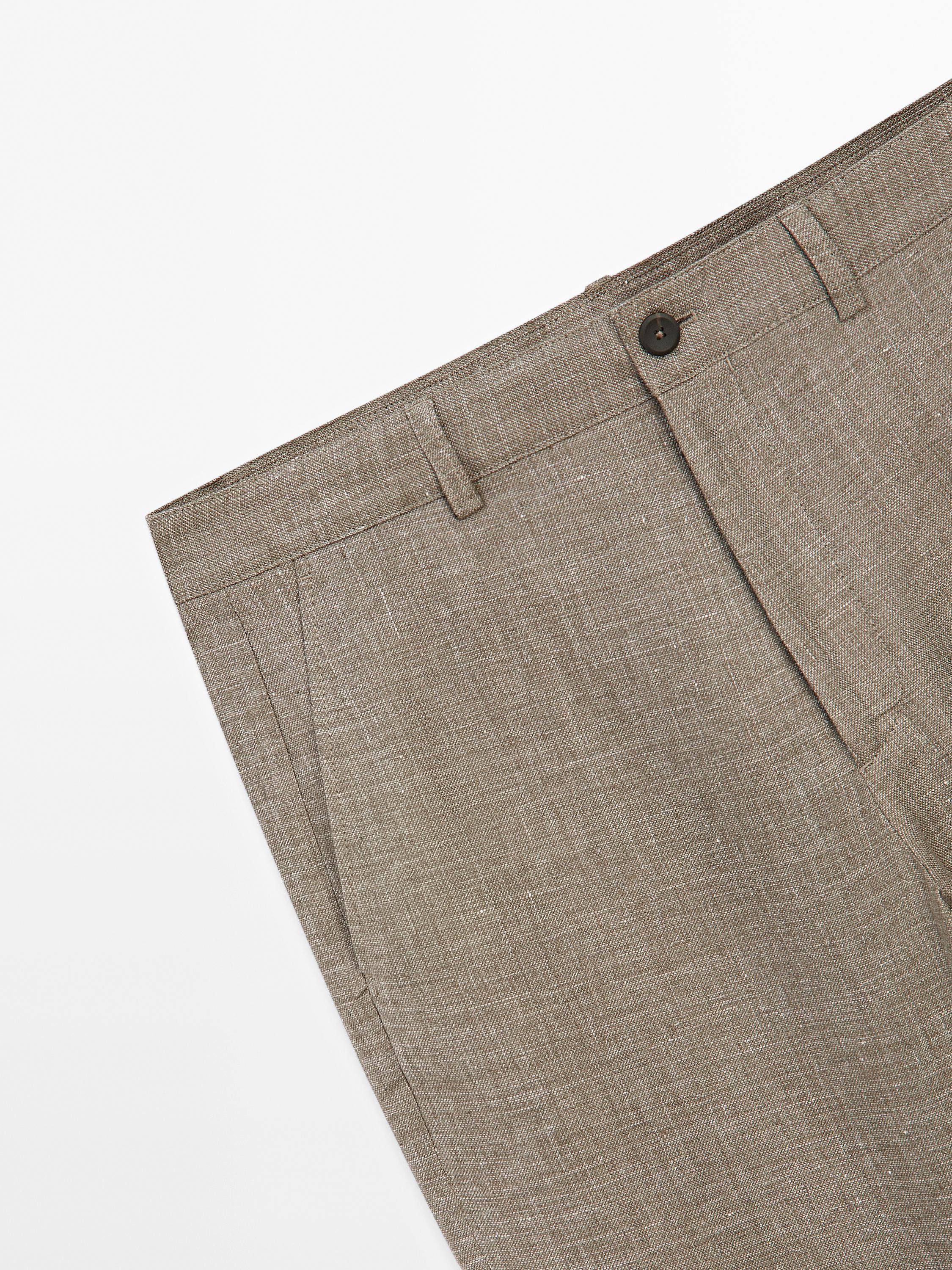 Straight-leg linen trousers