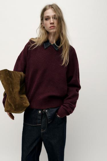PULL DOUX EN MAILLE UNI - Bordeaux de Zara - Image 1