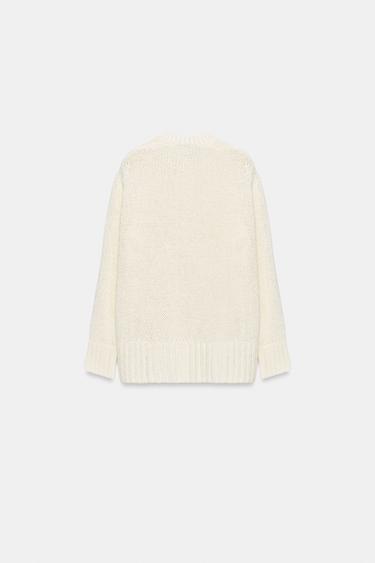 PULL EN MAILLE BOUTONS - Blanc cassé de Zara - Image 6