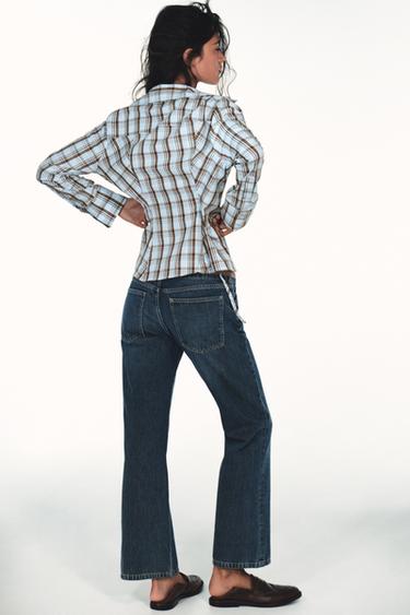 CHECK POPLIN WRAP SHIRT - Brown-Blue by Zara - Image 5