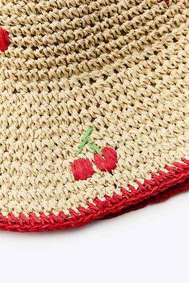 CHERRY EMBROIDERED CABLE KNIT BEANIE - Light beige by Zara - Image 3