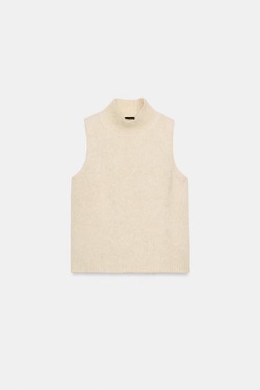 CHALECO PUNTO CON LANA - Blanco roto de Zara - Imagen 0