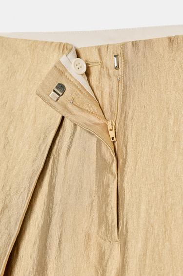 METALLIC PLEATED TROUSERS ZW COLLECTION - Golden by Zara - Image 5