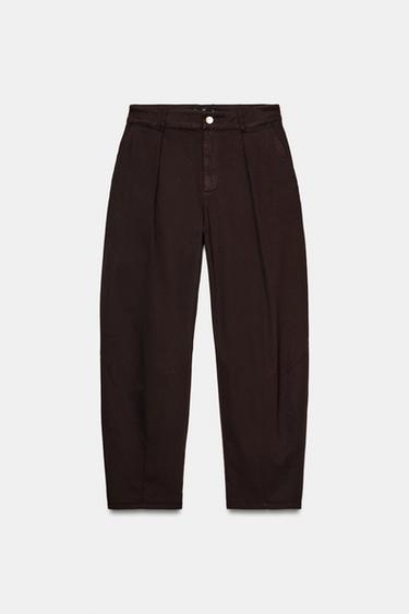 BALLOON TROUSERS WITH DARTS - Brown by Zara