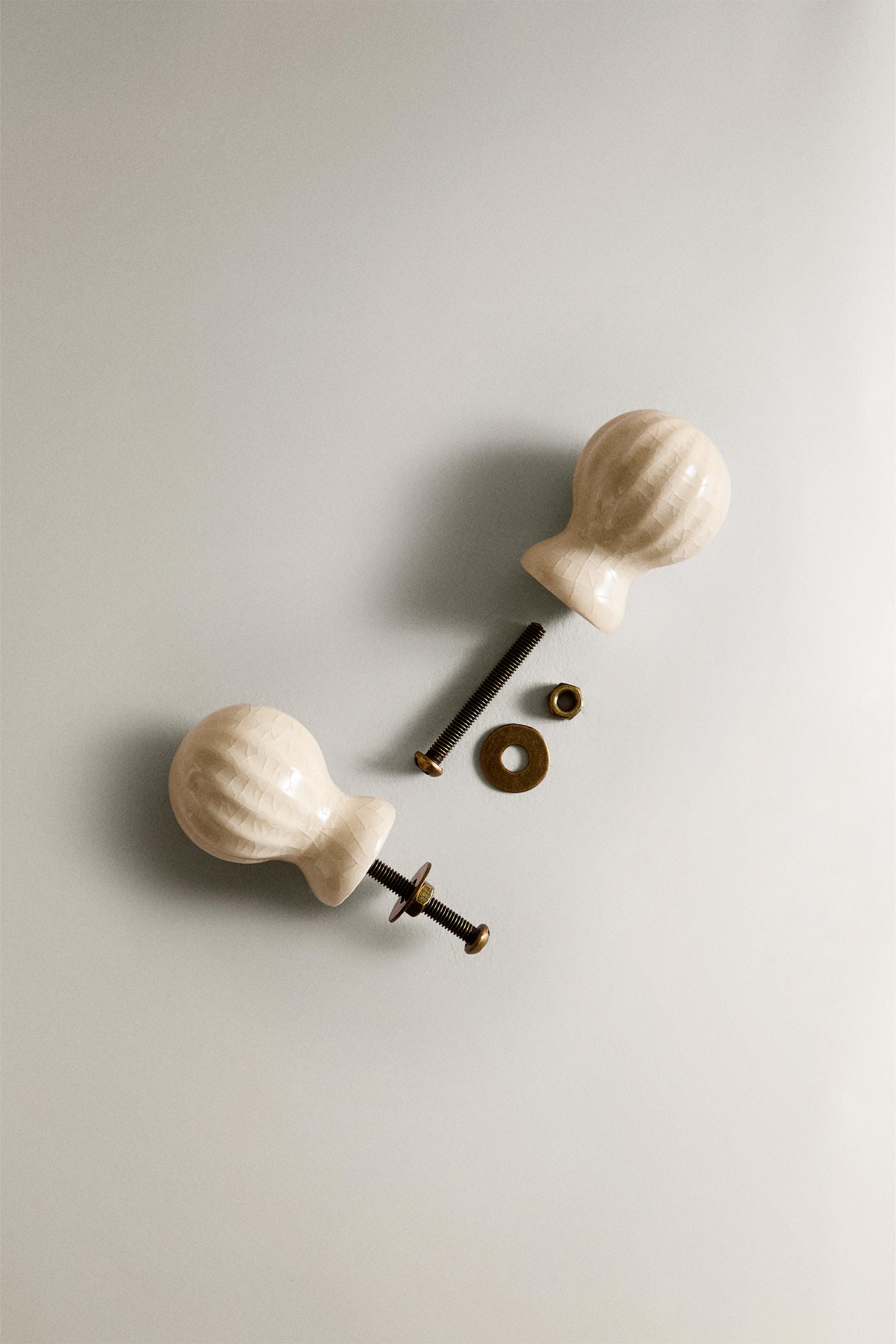CRACKLED CERAMIC KNOB (SET OF 2)