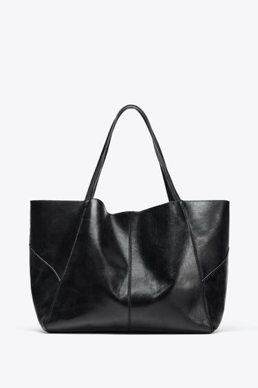 MAXI LEATHER SHOPPER - Navy Blue by Zara - Image 0