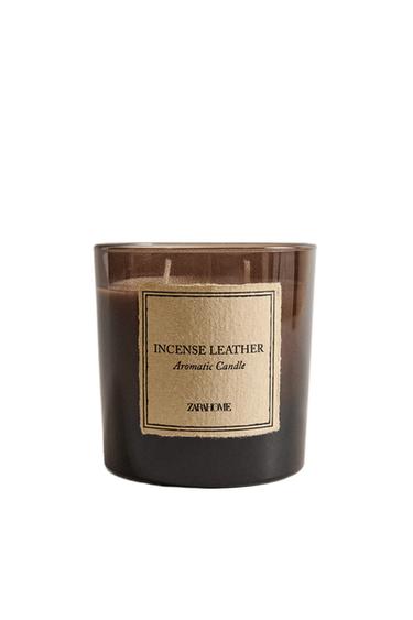 (350 G) INCENSE LEATHER SCENTED CANDLE - Bronze by Zara