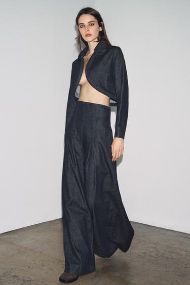 ZW COLLECTION DENIM BOLERO JACKET - Blue by Zara - Image 3