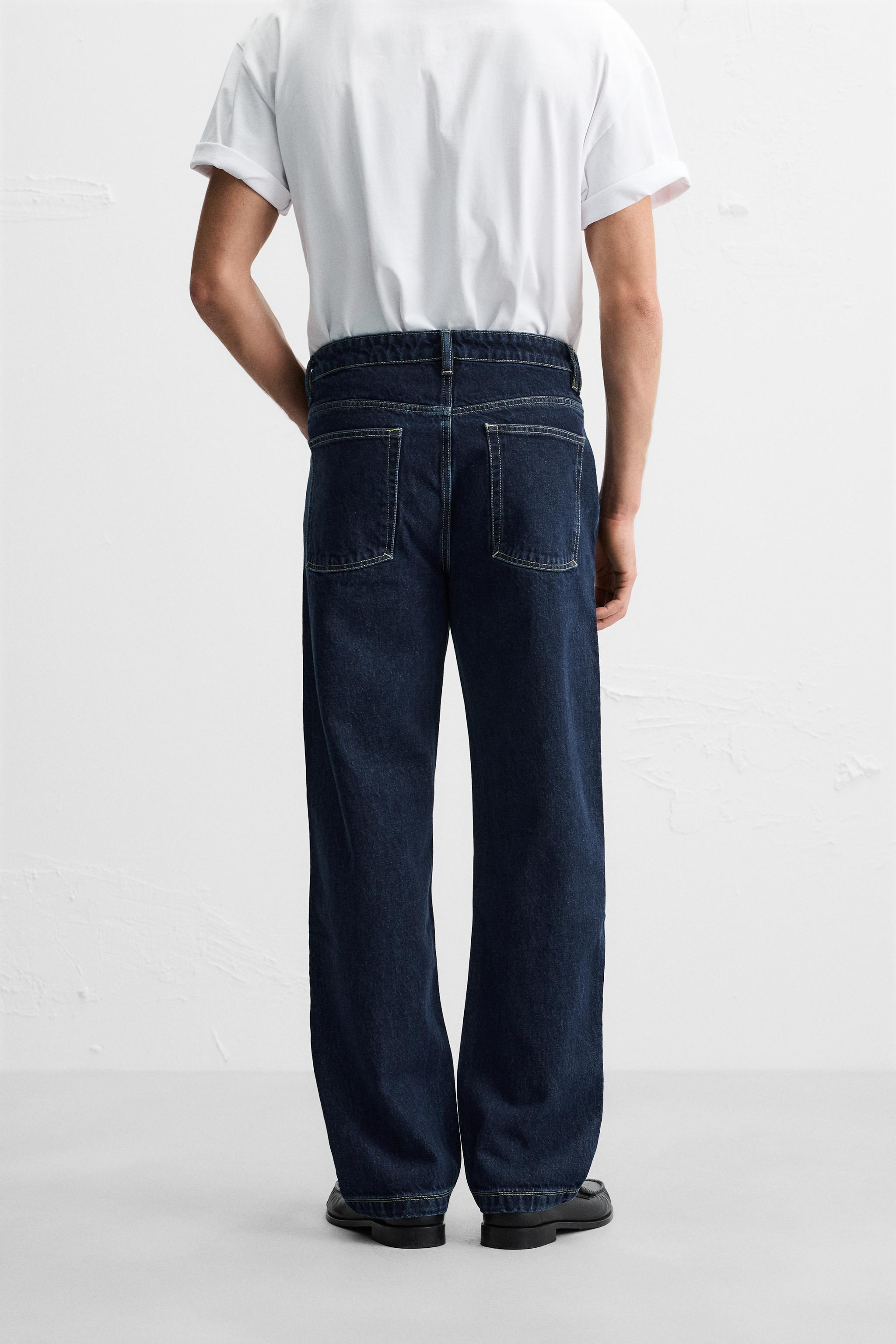 TOPSTITCH STRAIGHT FIT JEANS - Indigo | ZARA United States