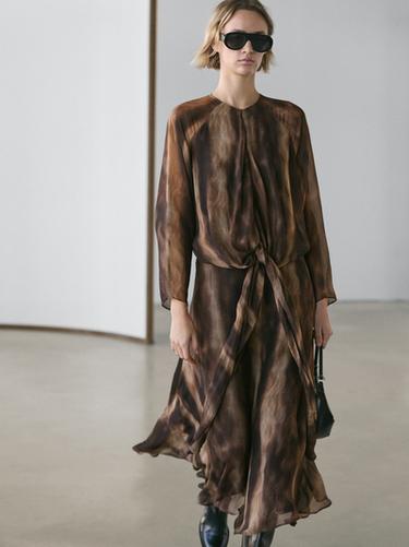 Zara Flowing animal print dress - Earth