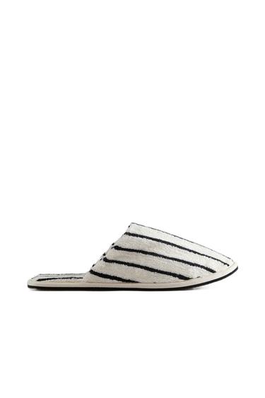 STRIPED TERRY BATH SLIPPERS - White by Zara