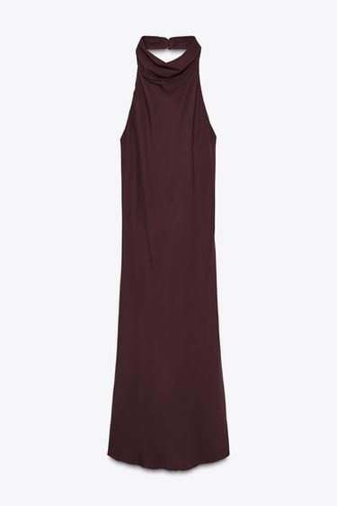 ZW COLLECTION HALTER DRESS - Burgundy by Zara - Image 0
