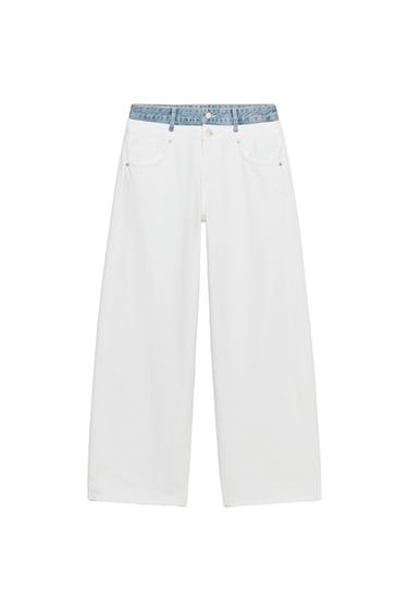 TRF DOUBLE WAISTBAND STRAIGHT-LEG JEANS - White by Zara