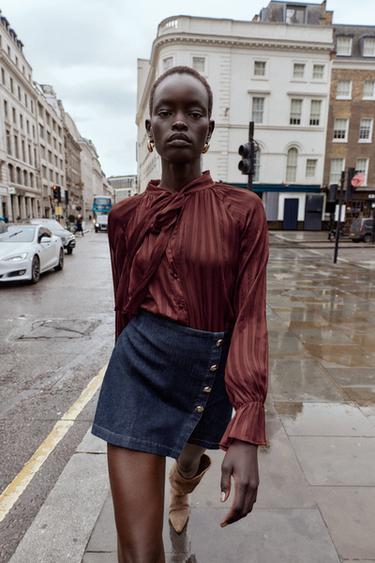JUPE-CULOTTE CROISÉE BOUTONS - Bleu de Zara - Image 2