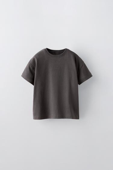 Zara LABEL T-SHIRT - Dark anthracite