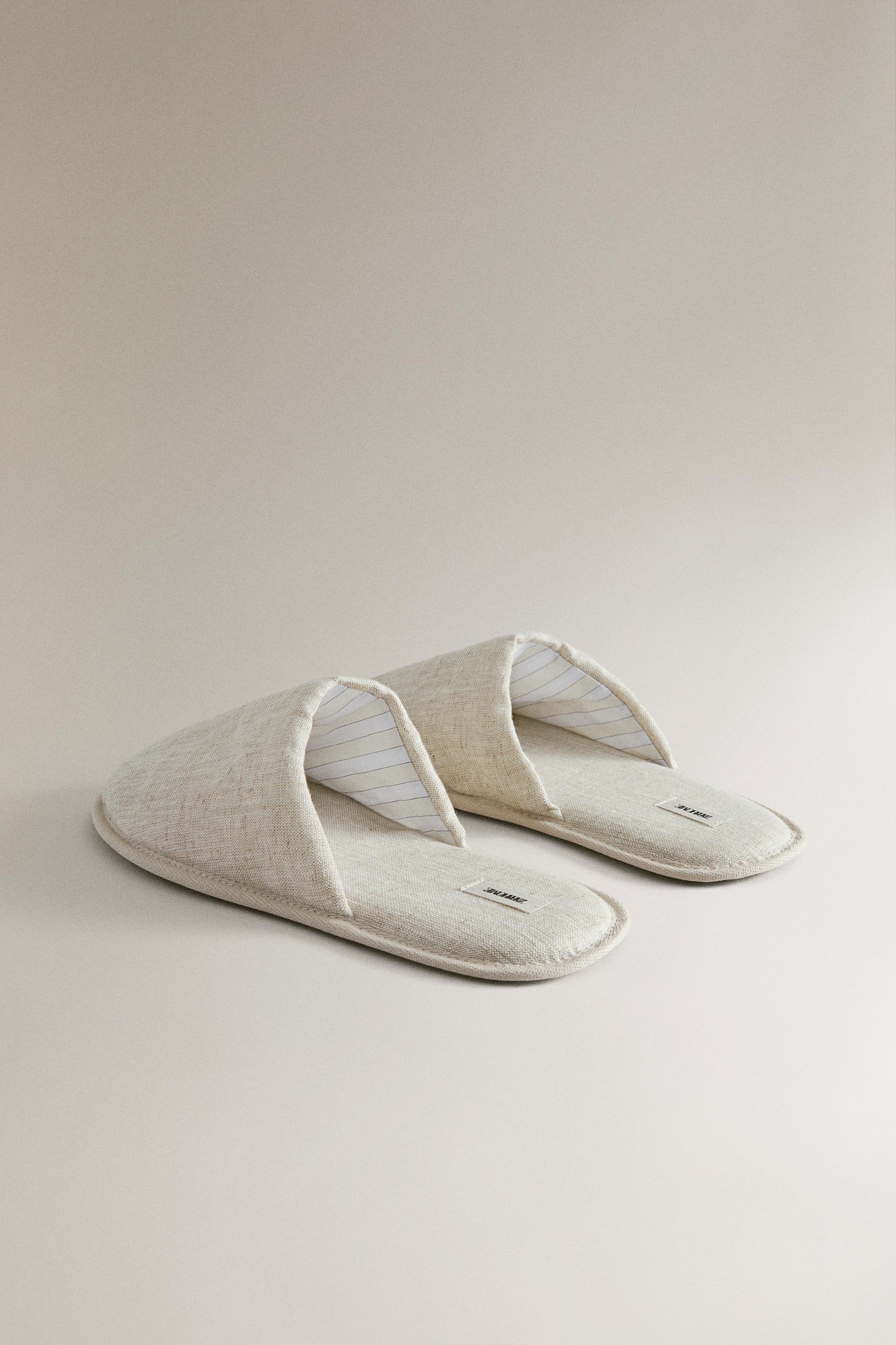 LINEN MULE SLIPPERS