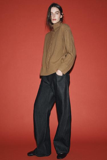 100% WOOL TEXTURED JUMPER - Mid-camel by Zara