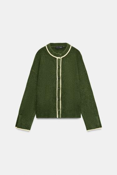 GILET EN MAILLE AVEC LISERÉS EN CONTRASTE - Chasse de Zara - Image 4