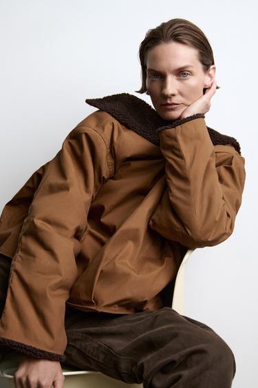 CHAQUETA CUELLO CONTRASTE ZW COLLECTION - Caramelo de Zara