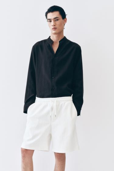 Zara 運動風紋理短褲 - 磨白色