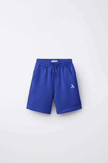 СПОРТИВНЫЕ ШОРТЫ-БЕРМУДЫ С ЛОГОТИПОМ — ЛИЛОВЫЙ от Zara