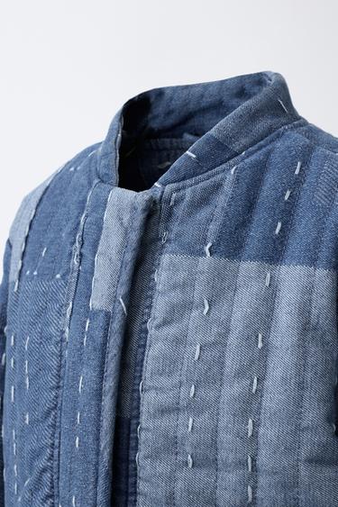 PATCHWORK BOMBER JACKET - Blue / Indigo by Zara - Image 4