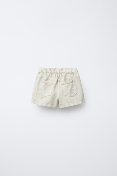 EMBROIDERED TWILL BERMUDA SKORT - Ecru by Zara - Image 1