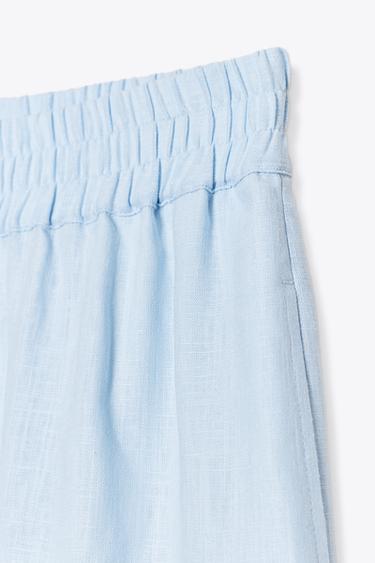 LINEN BLEND BOXER BERMUDA SHORTS - Light blue by Zara - Image 6