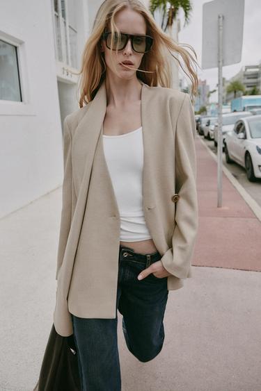 VESTE COL FOULARD - Sable de Zara - Image 4