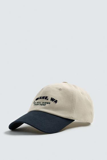 EMBROIDERED SLOGAN CAP - Ecru by Zara
