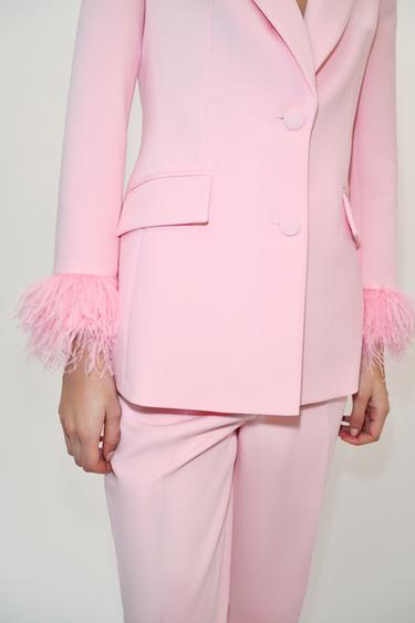 VESTE À ÉPAULETTES ET POIGNETS EN PLUMES - Rose de Zara - Image 2