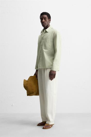 CHEMISE RAYURES TEXTURÉES - Bleu / Vert de Zara - Image 3