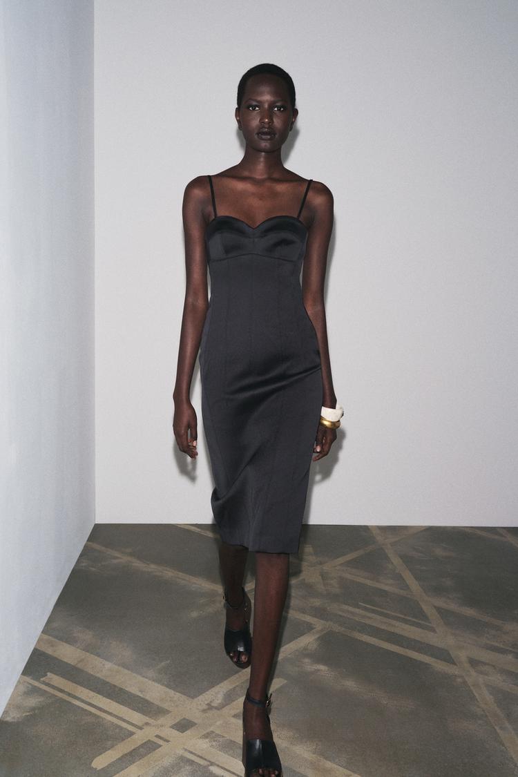 ZW COLLECTION MULTI-POSITION SATIN DRESS Black ZARA United States