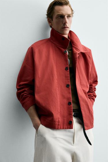 BLOUSON RELAXED FIT EN COTON - Rouge de Zara - Image 4