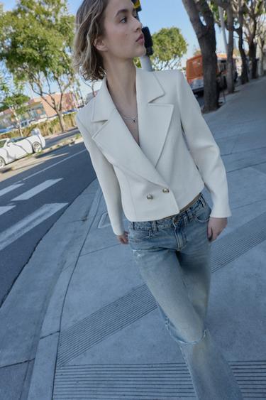 BLAZER CORTA CRUZADA - Crudo de Zara