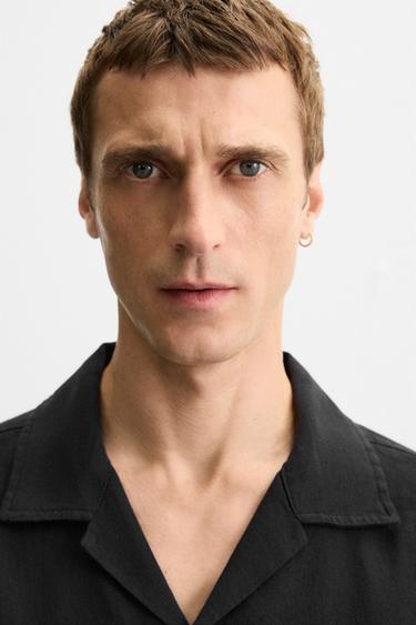 CHEMISE LIN - COTON - Noir de Zara - Image 4
