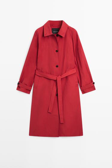 Zara Technical cotton trench coat - Red