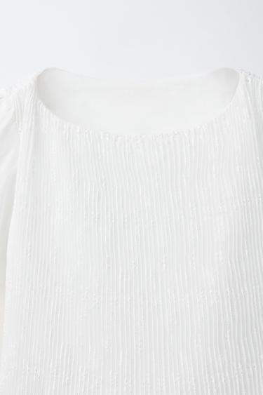 TOP PLISSÉ DENTELLE - Blanc de Zara - Image 2