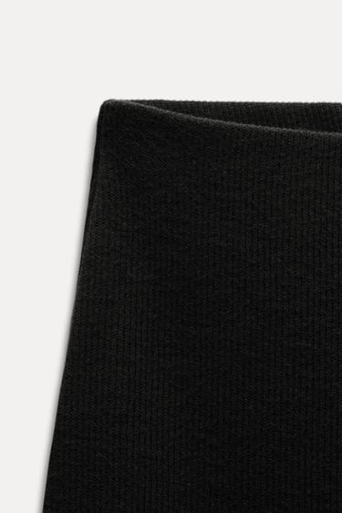 Zara SOFT FEEL RIBBED PANTS - Black