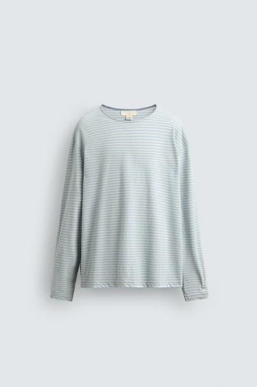 JACQUARD STRIPED T-SHIRT - Light blue by Zara