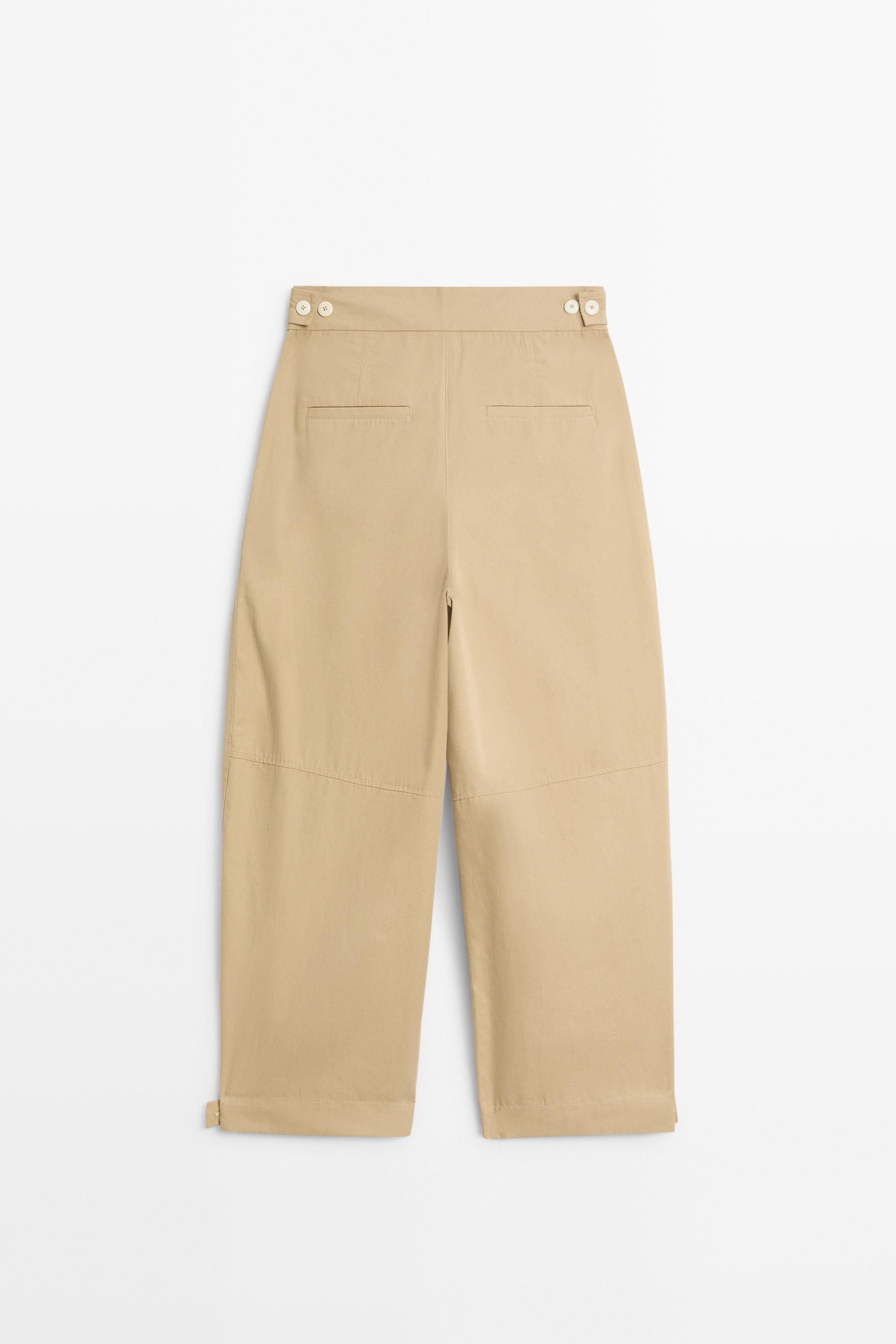 Pantalon barrel 100 % coton avec détail au bas