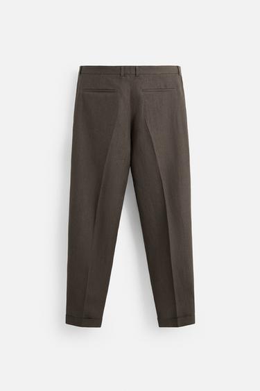 100% LINEN SUIT TROUSERS - Brown by Zara - Image 5