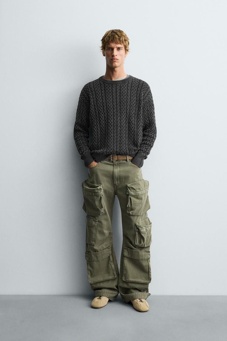 MAGLIA LAVATA STRUTTURA TRECCE Nero ZARA Italia Italy