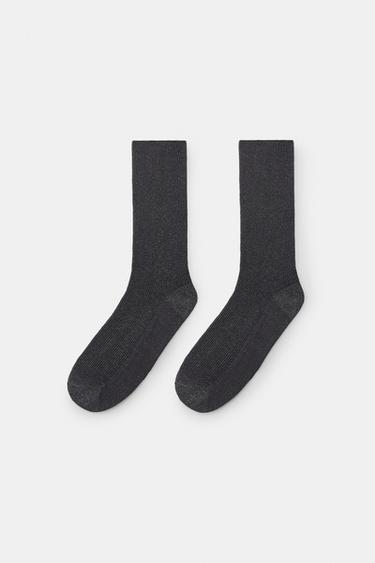 MEIAS DE POLIAMIDA COM FIO METALIZADO - Cinzento da Zara