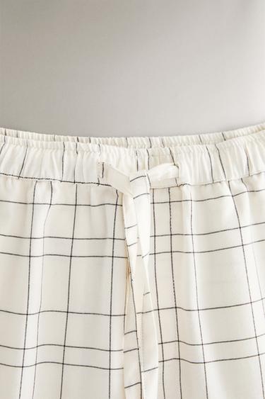 CHECK FLANNEL TROUSERS - Ecru by Zara - Image 1