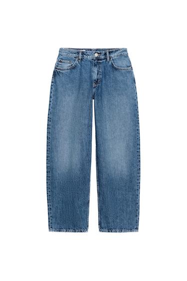 TRF MID-WAIST BALLOON BAGGY JEANS - Blue by Zara