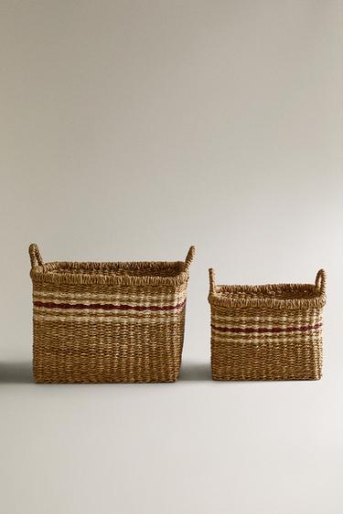 CORBEILLE RECTANGULAIRE RAYURES - Beige clair de Zara - Image 0